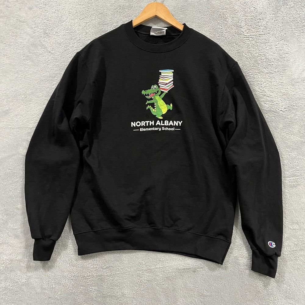 Champion Authentic Athleticwear Sweatshirt Men Medium Pullover Black Embroidered